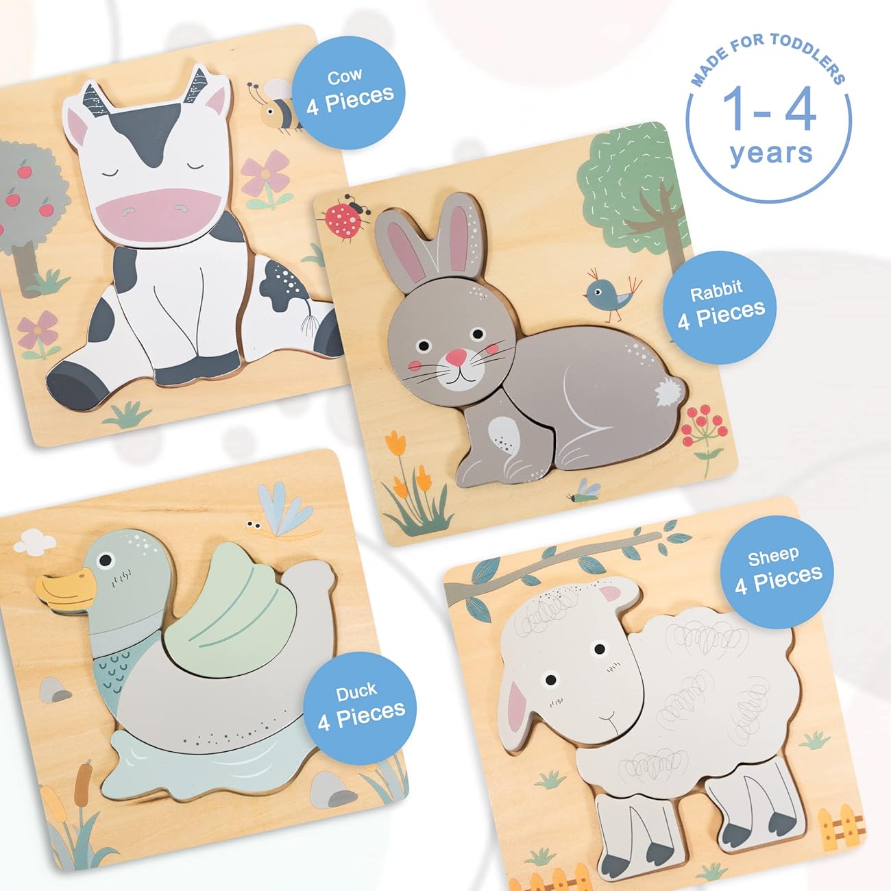 Learning Animals 4 Piece Puzzle